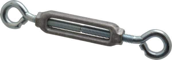 Made in USA - 144 Lb Load Limit, 3/8" Thread Diam, 2-7/8" Take Up, Aluminum Eye & Eye Turnbuckle - 3-7/8" Body Length, 1/4" Neck Length, 7-1/2" Closed Length - Apex Tool & Supply