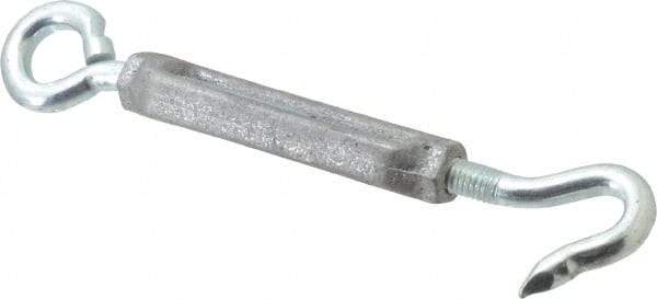 Made in USA - 144 (Eye) & 174 (Hook) Lb Load Limit, 3/8" Thread Diam, 2-7/8" Take Up, Aluminum Hook & Eye Turnbuckle - 3-7/8" Body Length, 1/4" Neck Length, 7-1/2" Closed Length - Apex Tool & Supply