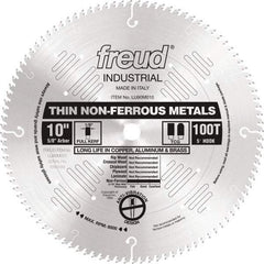 Freud - 10" Diam, 5/8" Arbor Hole Diam, 100 Tooth Wet & Dry Cut Saw Blade - Carbide-Tipped, Standard Round Arbor - Apex Tool & Supply