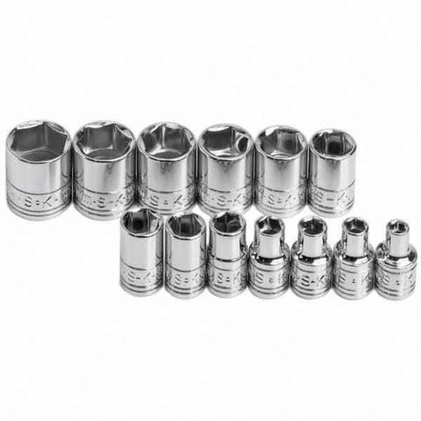 SK - 1/4" Drive Standard Socket Set - 4 to 15mm, Metric Measurement Standard - Apex Tool & Supply