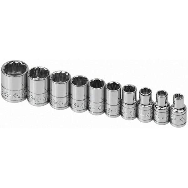 SK - 1/4" Drive Standard Socket Set - 3/16 to 9/16", Inch Measurement Standard - Apex Tool & Supply