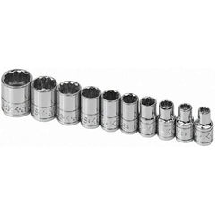 SK - 1/4" Drive Standard Socket Set - 3/16 to 9/16", Inch Measurement Standard - Apex Tool & Supply