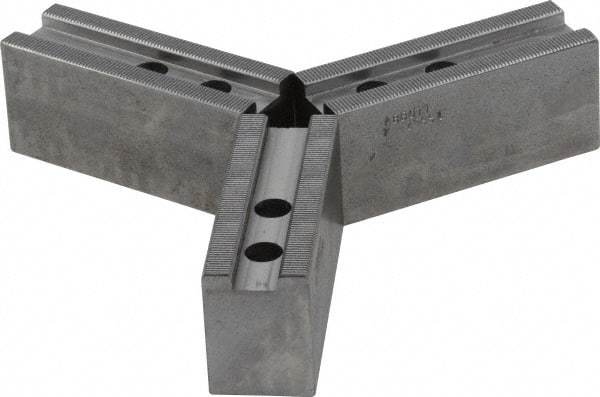 Abbott Workholding Products - 1.5mm x 60° Serrated Attachment, Square Soft Lathe Chuck Jaw - 3 Jaws, Steel, 1.1811" Btw Mount Hole Ctrs, 4-1/2" Long x 1-1/2" Wide x 2" High, 0.6299" Groove, 0.4724" & 12mm Fastener - Apex Tool & Supply
