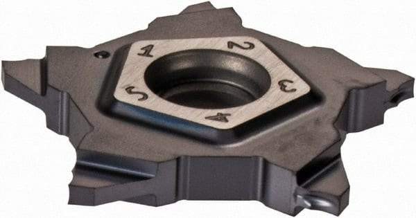 Iscar - 24N120PENTA Grade IC908, 1.19mm Cutting Width Carbide Grooving Insert - 2.01mm Max Depth of Cut, Neutral, TiN/TiAlN Finish - Apex Tool & Supply