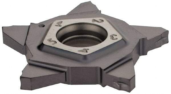 Iscar - PENTA24N196 IC908 Grade, 0.0772" Cutting Width, Carbide Cutoff Insert - Neutral Lead Angle, 0.0059" Cnr Rad, TiAlN Coated - Apex Tool & Supply