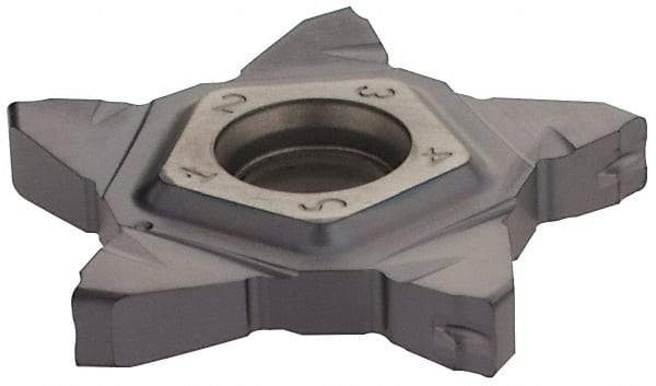 Iscar - PENTA24N300 IC908 Grade, 0.1181" Cutting Width, Carbide Cutoff Insert - Neutral Lead Angle, 0.0157" Cnr Rad, TiAlN Coated - Apex Tool & Supply