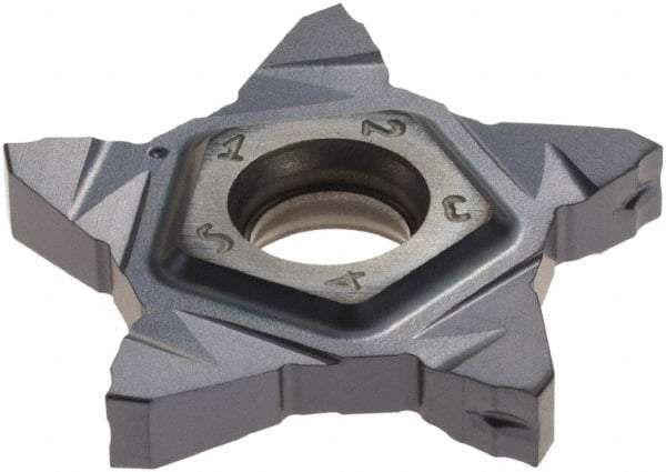 Iscar - PENTA24N315 IC908 Grade, 0.124" Cutting Width, Carbide Cutoff Insert - Neutral Lead Angle, 0.0059" Cnr Rad, TiAlN Coated - Apex Tool & Supply