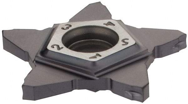 Iscar - 24N200J020PENTA J Grade IC908, 2mm Cutting Width Carbide Grooving Insert - 6mm Max Depth of Cut, Neutral, 0.2mm Corner Radius, TiAlN Finish - Apex Tool & Supply