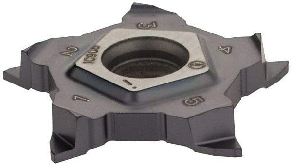 Iscar - 24N080010PENTA Grade IC908, 0.031" Cutting Width Carbide Grooving Insert - 1/16" Max Depth of Cut, Right Hand, 0.004" Corner Radius, TiAlN Finish - Apex Tool & Supply