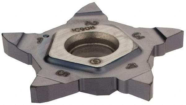 Iscar - 24N239020PENTA Grade IC908, 3/32" Cutting Width Carbide Grooving Insert - 0.197" Max Depth of Cut, Right Hand, 0.008" Corner Radius, TiAlN Finish - Apex Tool & Supply