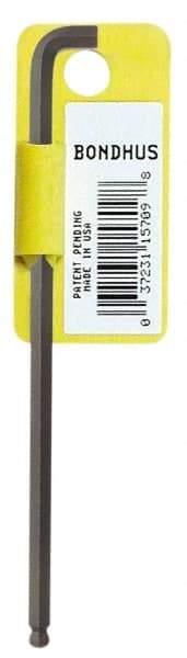 Bondhus - 5/16" Hex, Short Arm, Ball End Hex Key - 6-5/16" OAL, Protanium High Torque Steel, Inch System of Measurement - Apex Tool & Supply