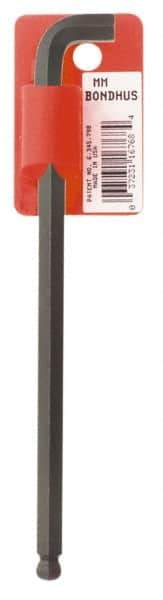 Bondhus - 8mm Hex, Short Arm, Ball End Hex Key - 6-11/16" OAL, Protanium High Torque Steel, Metric System of Measurement - Apex Tool & Supply