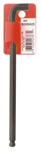 Bondhus - 10mm Hex, Short Arm, Ball End Hex Key - 7-49/64" OAL, Protanium High Torque Steel, Metric System of Measurement - Apex Tool & Supply