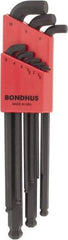 Bondhus - 9 Piece L-Key Ball End Hex Key Set - Hex Range 1.5 to 10mm - Apex Tool & Supply