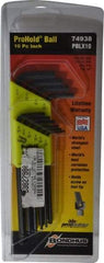 Bondhus - 10 Piece L-Key Ball End Hex Key Set - Hex Range 1/16 to 1/4" - Apex Tool & Supply