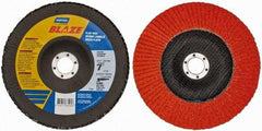 Norton - 40 Grit, 7" Disc Diam, 7/8" Center Hole, Type 29 Ceramic Flap Disc - 8,500 Max RPM, Fiberglass Backing, Arbor Attaching System, Coated - Apex Tool & Supply