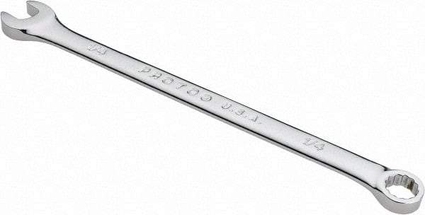 Proto - 1/4" 12 Point Combination Wrench - 5-3/8" OAL, Steel, Chrome Finish - Apex Tool & Supply