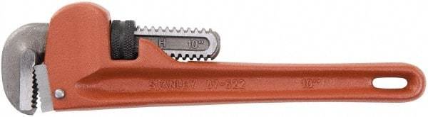 Stanley - 10" Cast Iron Straight Pipe Wrench - 1-7/8" Pipe Capacity - Apex Tool & Supply
