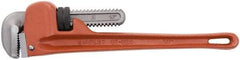 Stanley - 14" Cast Iron Straight Pipe Wrench - 2-7/8" Pipe Capacity - Apex Tool & Supply