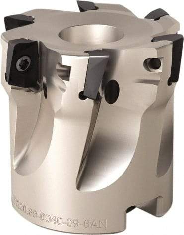 Seco - 5 Inserts, 50mm Cut Diam, 22mm Arbor Diam, 8mm Max Depth of Cut, Indexable Square-Shoulder Face Mill - 90° Lead Angle, 40mm High, XO.. 0903 Insert Compatibility, Through Coolant, Series Micro Turbo - Apex Tool & Supply