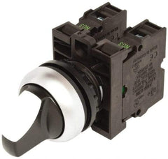Eaton Cutler-Hammer - 22-1/2mm Mount Hole, 3 Position, Knob Operated, Selector Switch with Contact Blocks - Maintained (MA), Nonilluminated, 1 Contact Block, 2NO - Apex Tool & Supply