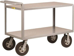 Little Giant - 1,500 Lb Capacity, 2 Shelf, Steel Shelf Truck - 48" Long x 24" Wide x 38-1/2" High, 10" Diam Solid Rubber Wheels - Apex Tool & Supply
