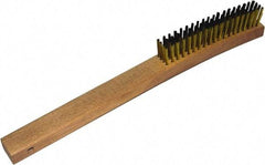Gordon Brush - 4 Rows x 19 Columns Brass Plater Brush - 5-3/8" Brush Length, 13-3/4" OAL, 1-1/8 Trim Length, Wood Curved Handle - Apex Tool & Supply