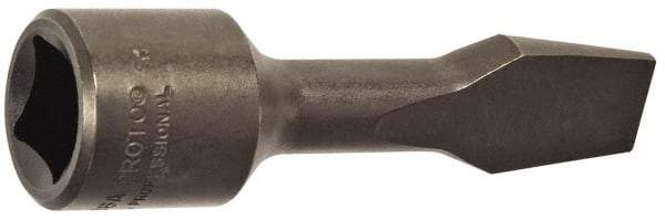 Proto - 1/2" Drive, 1/2" Wide x 0.091" Thick Blade, Standard Slotted Screwdriver Socket - 3-5/32" OAL - Apex Tool & Supply