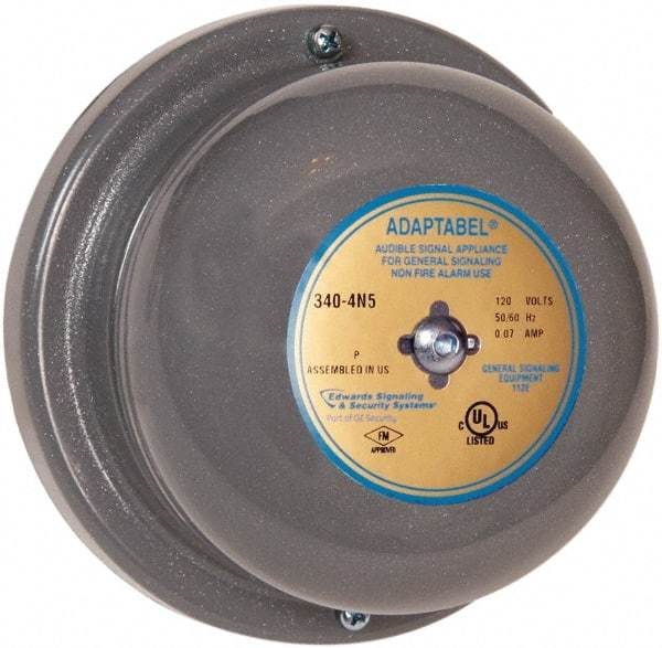 Edwards Signaling - 4" Diam, 24 VAC Bell - 0.31 Amps, 88 Decibles at 10', Vibrating, Waterproof - Apex Tool & Supply