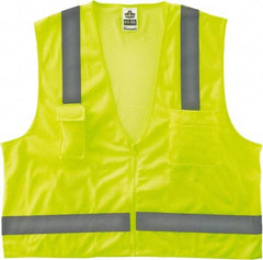 Ergodyne - Size 4X/5XL High Visibility Lime Mesh/Solid Surveyor's Vest - 58 to 64" Chest, ANSI/ISEA 107, Zipper Closure, 4 Pockets, Polyester - Apex Tool & Supply