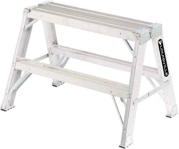 Louisville - 3 Steps, 3' High, Type IA Rating, Aluminum Sawhorse Ladder - 300 Lb Capacity, 34-3/4" Base Width - Apex Tool & Supply