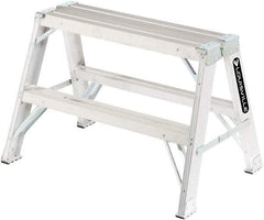 Louisville - 3 Steps, 3' High, Type IA Rating, Aluminum Sawhorse Ladder - 300 Lb Capacity, 34-3/4" Base Width - Apex Tool & Supply