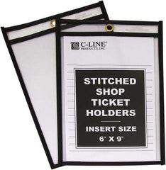 C-LINE - 25 Piece Clear Stitched Shop Ticket Holder - 9" High x 6" Wide - Apex Tool & Supply