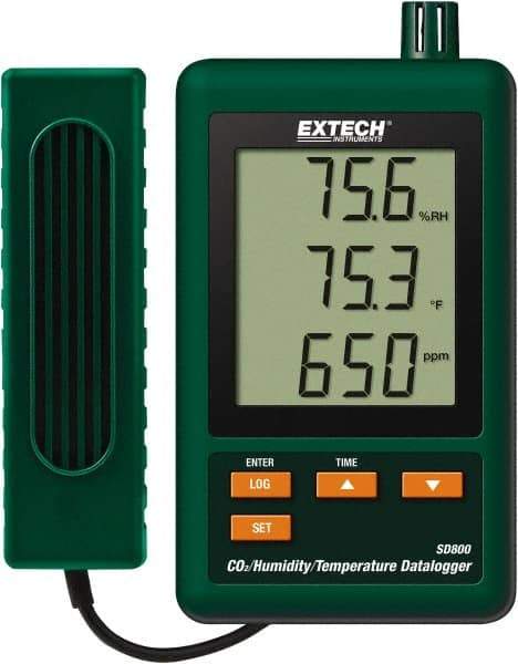 Extech - 32 to 122°F, 10 to 90% Humidity Range, Temp, CO2 Recorder - Apex Tool & Supply
