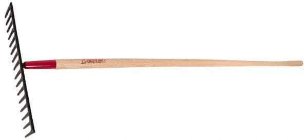 Razor-Back - Asphalt Rake with 66" Straight Wood Handle - 18-1/2" Blade Width, 16 Tines, 4" Tine Length - Apex Tool & Supply