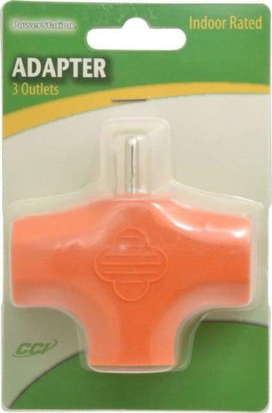 Southwire - 3 Outlets, 125 VAC, 15 Amp, Orange, Triple Tap Plug In Adapter - 5-15P, 5-15R NEMA Configuration, UL Listed - Apex Tool & Supply