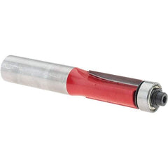 Freud - 1/2" Cut Diam, 1" Length of Cut, 9 Flute Flush Trim Edge Profile Router Bit - Carbide-Tipped, 1/2" Shank Diam, 3-1/4" OAL, Proprietary Coating - Apex Tool & Supply