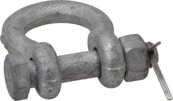 Made in USA - 5/16" Nominal Chain Size, 0.75 Ton Carbon Steel Bolt Anchor Shackle - 5/16" Diam, 3/8" Pin Diam, 1-1/4" High Inside Jaw, 0.969" Inside Width, 3/8" Max Body Thickness - Apex Tool & Supply