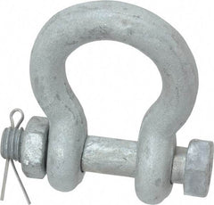 Made in USA - 7/16" Nominal Chain Size, 1.5 Ton Carbon Steel Bolt Anchor Shackle - 7/16" Diam, 1/2" Pin Diam, 1-11/16" High Inside Jaw, 1-1/4" Inside Width, 1-1/4" Max Body Thickness - Apex Tool & Supply
