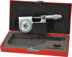 Value Collection - 0 to 1 Inch Range, 0.0001 Inch Graduation, Satin Chrome Finish Mechanical Indicating Micrometer - Accurate to 0.0001 Inch - Apex Tool & Supply
