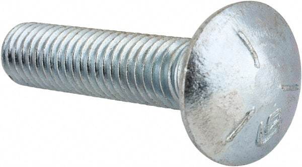 Value Collection - 3/8-16 UNC 1-3/4" Length Under Head, Standard Square Neck, Carriage Bolt - Grade 5 Steel, Zinc-Plated Finish - Apex Tool & Supply