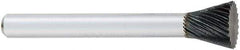 OSG - 1/4" Cut Diam, 1/4" Shank Diam, Inverted Cone Head Fluted Cut Burr - Carbide, Flat End, 5/16" LOC, 2" OAL - Apex Tool & Supply