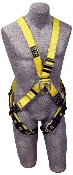 DBI/SALA - 420 Lb Capacity, Size Universal, Full Body Cross-Over Safety Harness - Polyester Webbing, Front D-Ring, Tongue Leg Strap, Pass-Thru Chest Strap - Apex Tool & Supply