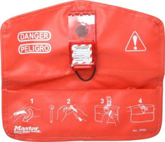 Master Lock - 3/8 to 4 Inch Valve Handle Size, PVC Polyester Fabric and High-Density Polyethylene Bag Style Ball Valve Lockout - Red - Apex Tool & Supply
