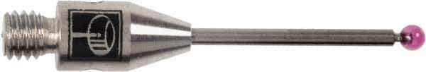 Renishaw - 0.02 Inch Ball Diameter, Carbide Stem, M2 Thread, Ruby Point Ball Tip CMM Stylus - 0.28 Inch Working Length, 0.012 Inch Stem Diameter, 0.79 Inch Overall Length - Apex Tool & Supply