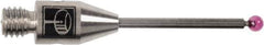 Renishaw - 0.02 Inch Ball Diameter, Carbide Stem, M2 Thread, Ruby Point Ball Tip CMM Stylus - 0.28 Inch Working Length, 0.012 Inch Stem Diameter, 0.79 Inch Overall Length - Apex Tool & Supply