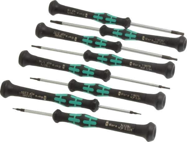 Wera - 8 Piece, 0.028 to 7/64" Hex Driver Set - Comes in Cardboard Box - Apex Tool & Supply