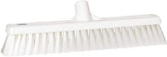 Vikan - 16" Fine Particle Synthetic Push Broom - 2" Bristle Length, Plastic Block, European Threaded Handle Connection - Apex Tool & Supply