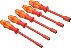 Wera - 5 Piece 7/32 to 1/2" Insulated Nutdriver Set - Solid Shaft, Ergonomic Handle - Apex Tool & Supply