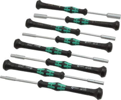 Wera - 8 Piece 3/32 to 1/4" Electronic Nutdriver Set - Solid Shaft, Ergonomic Handle - Apex Tool & Supply